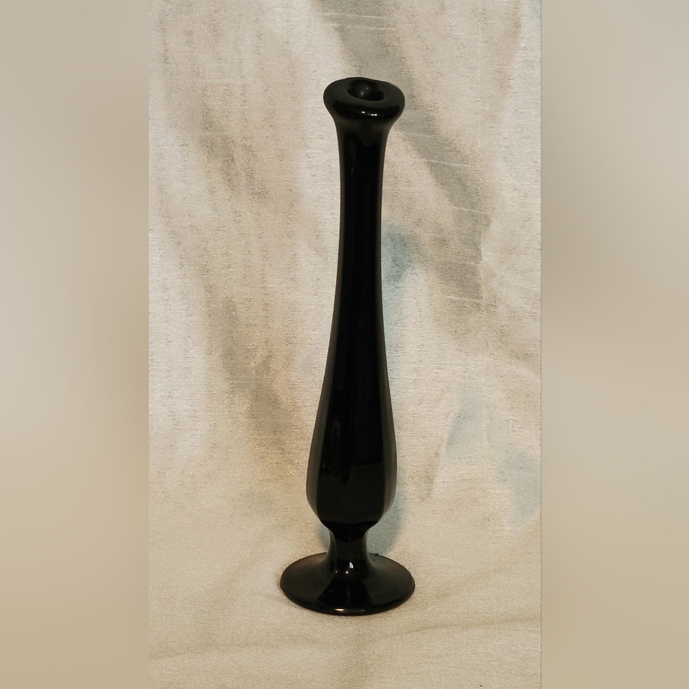 Vintage Viking Glass Black Amethyst Swung Bud Vase